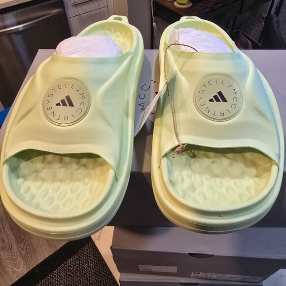 Stella McCartney x Adidas Women’s Size 7 Halo Carbon Light Green Slides JI1217 - Picture 4 of 14